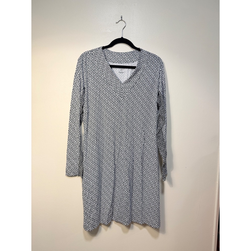 IBKUL Dress Womens XL Black IceFil Long Sleeve Sun Protective Geo Print V-Neck